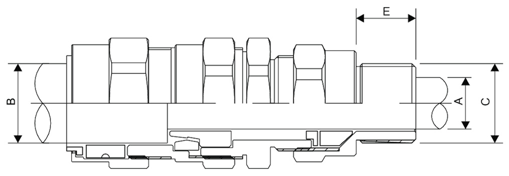E1FW Double Compression Cable Gland Diagram